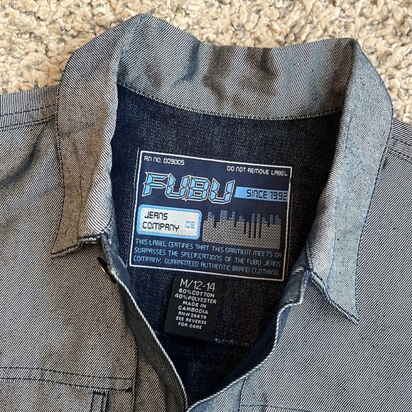 FUBU Jean's Company Cotton-Blend Silver-tone Denim Jacket, M - Picture 6 of 10